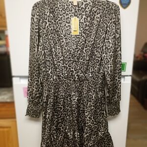 Leopard Print Long Sleeve Dress